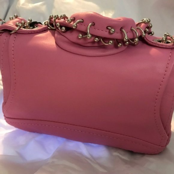 Moschino Couture Women's Leather Biker Bag - Fuchsia Pink w/ Piercings - Picture 7 of 16